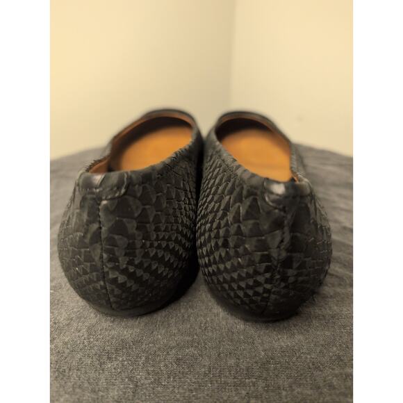 Geox metallic Lola67 leather scale snakeskin black round toe ballet flats - Picture 5 of 7